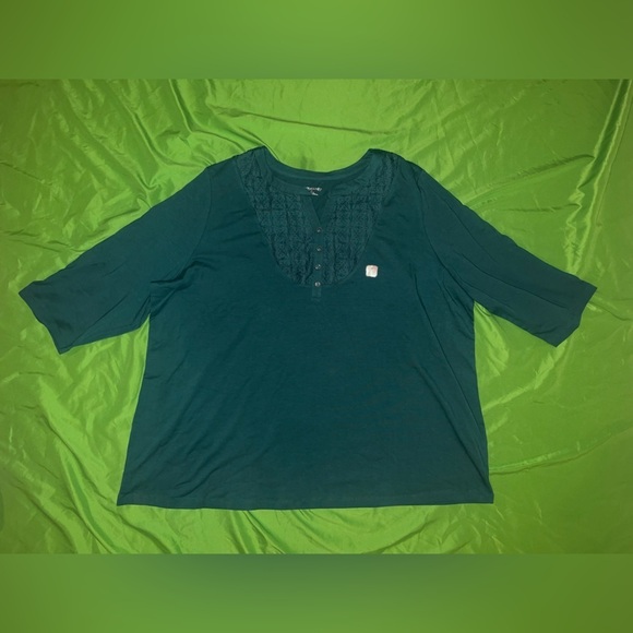 Catherines Tops - NWT Catherines Vibrant Teal 3/4 Sleeve Blouse size 2X